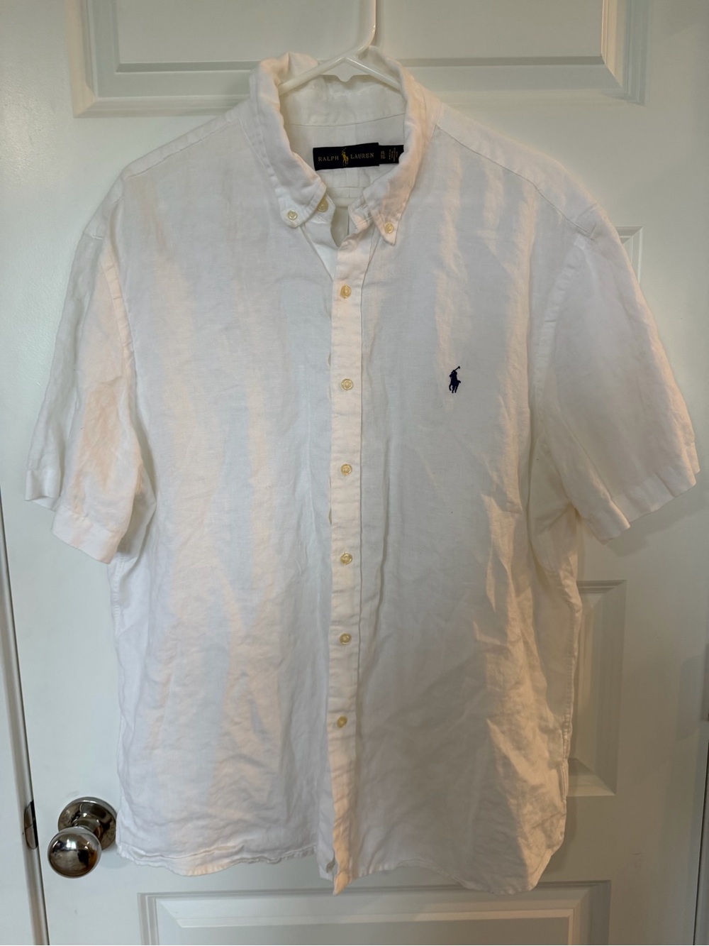 Ralph Lauren White Short-Sleeve Button-Down Shirt